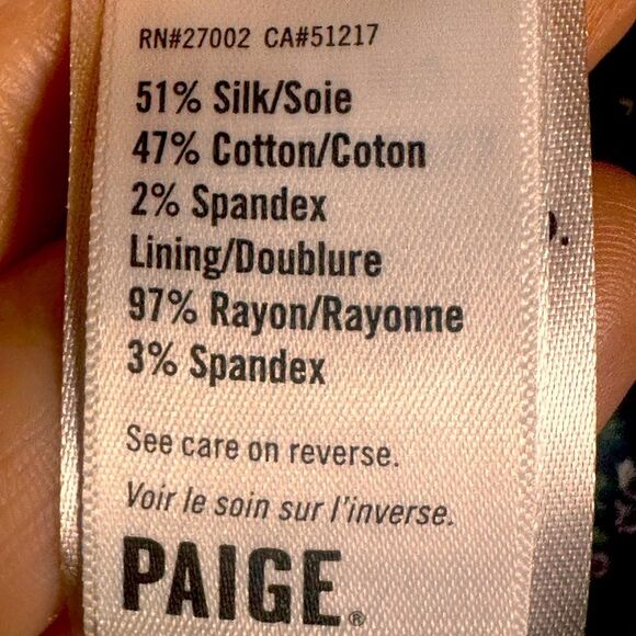 PAIGE Osaka Black Multi Long Sleeve Floral Silk Blend Top Size XL 📦 - Picture 5 of 10